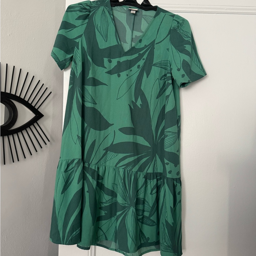 a new day Green Botanical Print Mini Dress